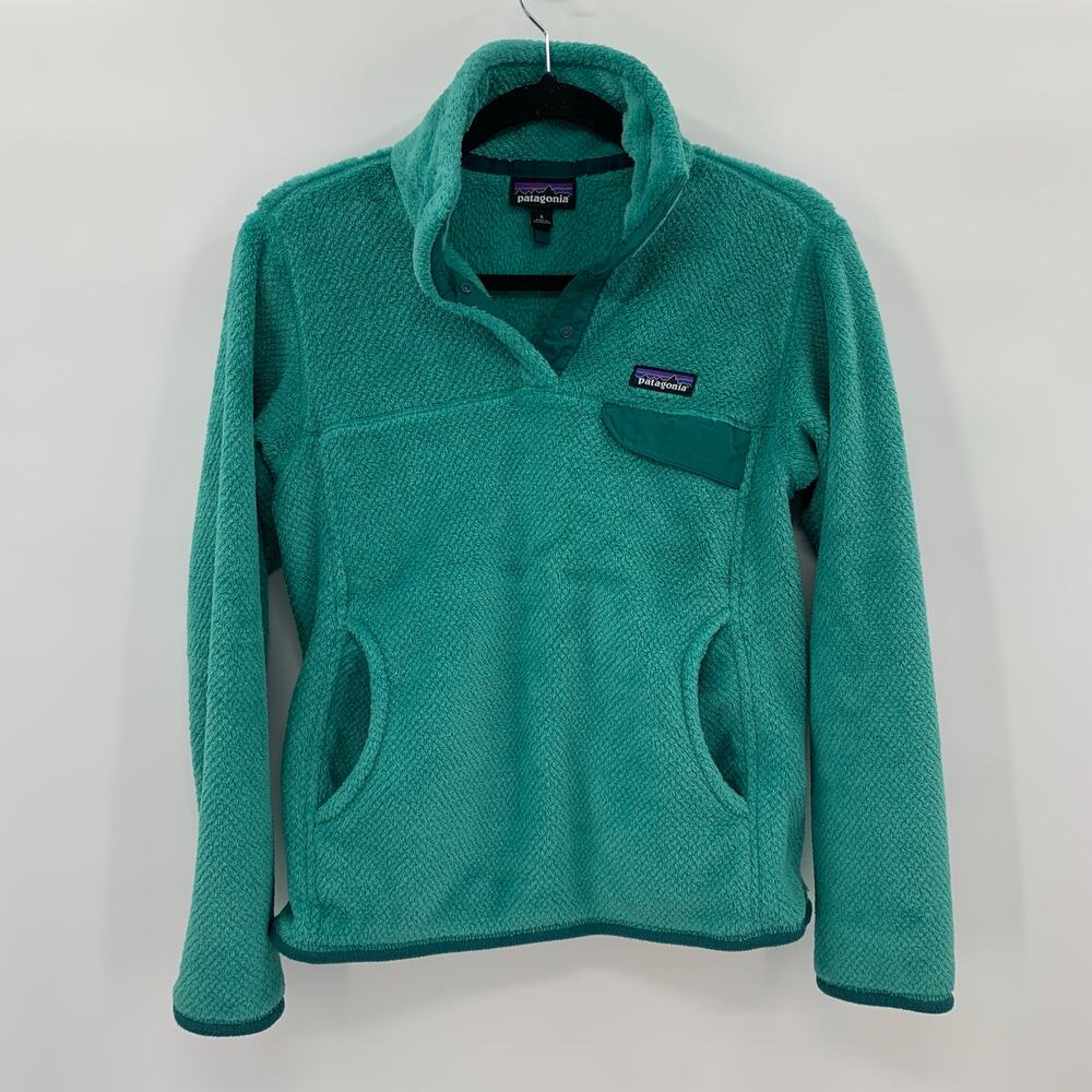 Patagonia Re-Tool Snap T Polartec Pullover Fleece Women Small 1/4 Snap Green